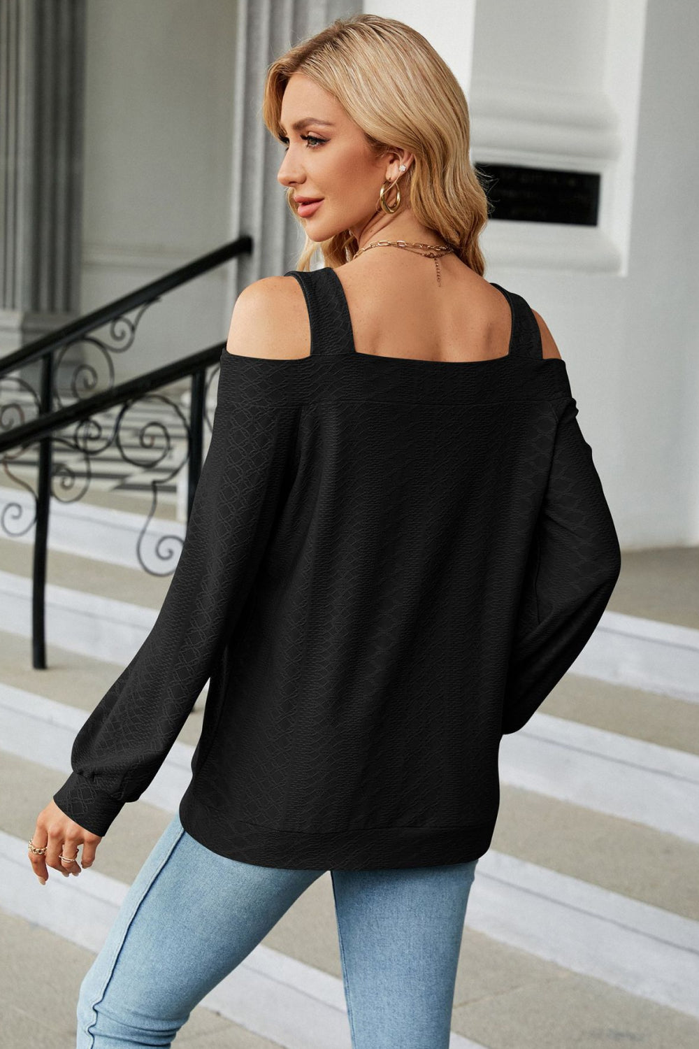 Cold Shoulder Square Neck Cutout Blouse - Women’s Clothing & Accessories - Shirts & Tops - 9 - 2024