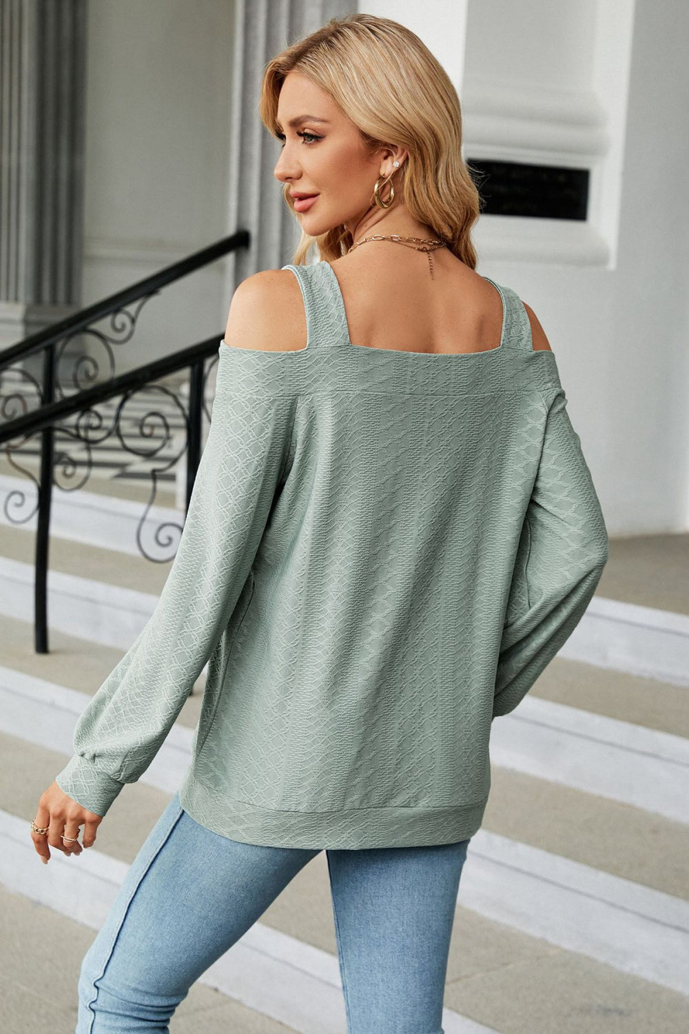 Cold Shoulder Square Neck Cutout Blouse - Women’s Clothing & Accessories - Shirts & Tops - 15 - 2024