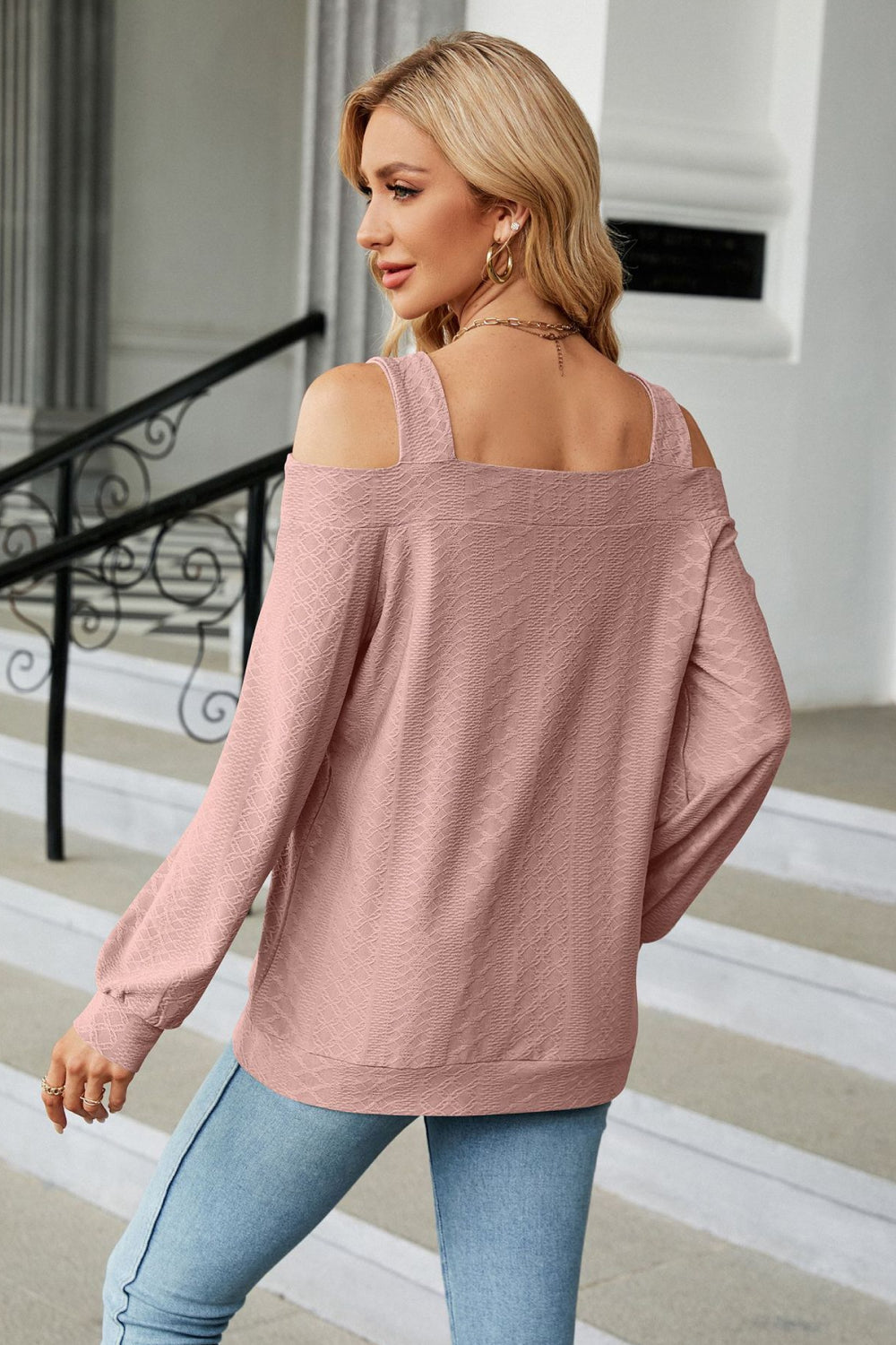 Cold Shoulder Square Neck Cutout Blouse - Women’s Clothing & Accessories - Shirts & Tops - 2 - 2024