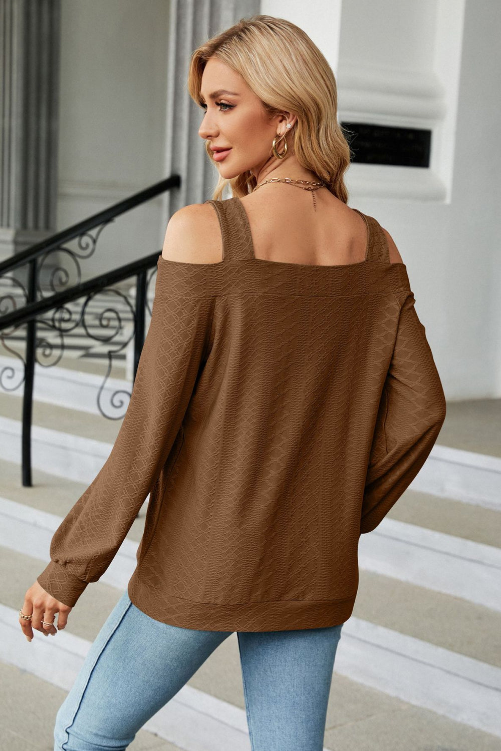 Cold Shoulder Square Neck Cutout Blouse - Women’s Clothing & Accessories - Shirts & Tops - 12 - 2024