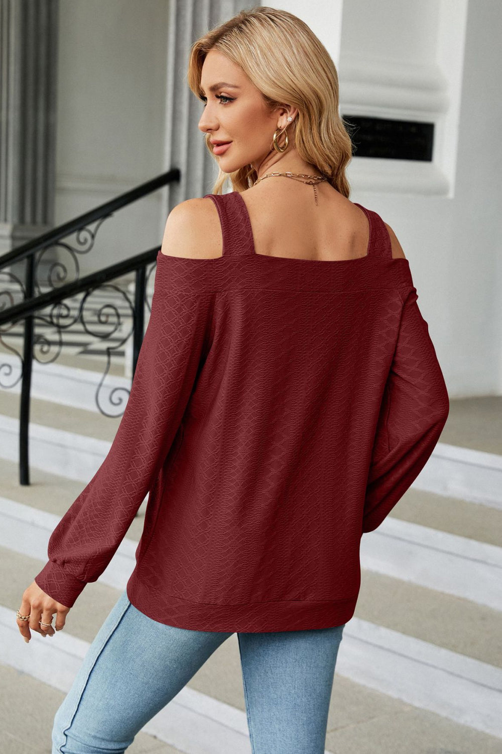 Cold Shoulder Square Neck Cutout Blouse - Women’s Clothing & Accessories - Shirts & Tops - 18 - 2024