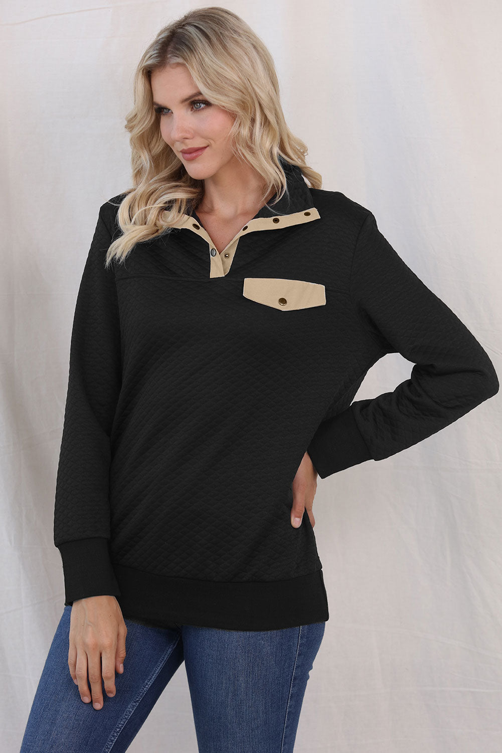Collared Neck Long Sleeve Top - Women’s Clothing & Accessories - Shirts & Tops - 10 - 2024