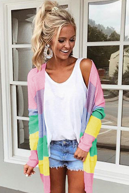 Color Block Long Sleeve Cardigan - Multicolored / S - Women’s Clothing & Accessories - Shirts & Tops - 3 - 2024