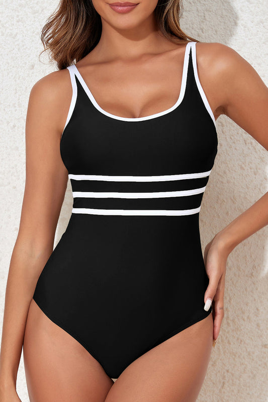 Contrast Trim Scoop Neck One-Piece Swimwear - Black / S - Women’s Clothing & Accessories - Swimwear - 1 - 2024