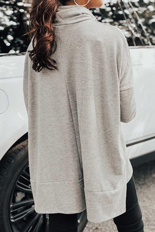 Cowl Neck Long Sleeve Slit Blouse - Women’s Clothing & Accessories - Shirts & Tops - 2 - 2024