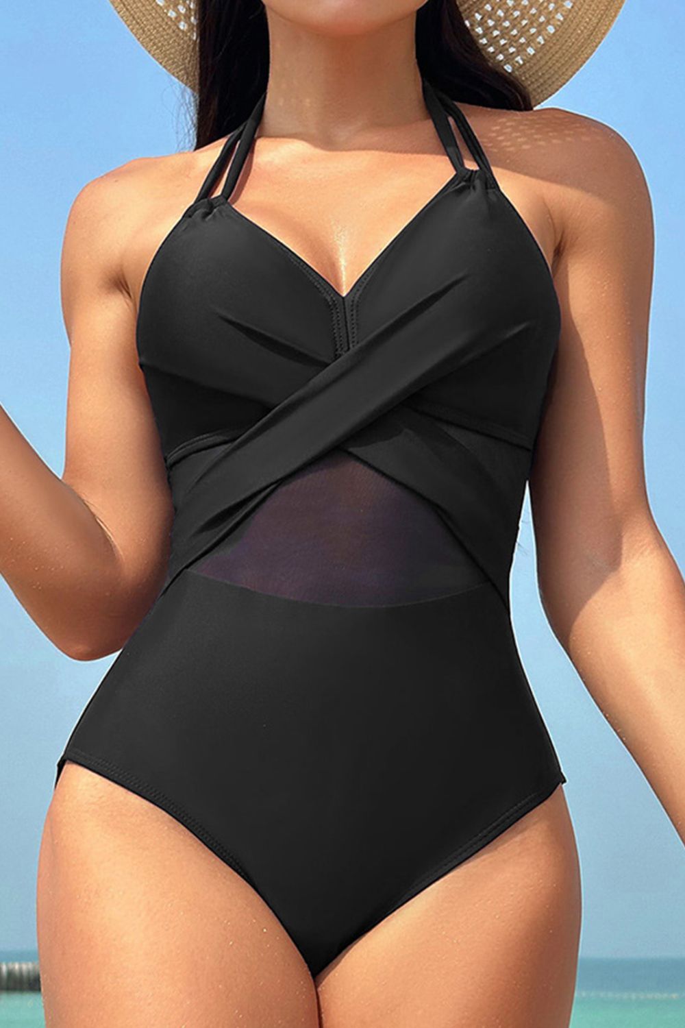 Crisscross Halter Neck One-Piece Swimwear - Black / S - Women’s Clothing & Accessories - Swimwear - 1 - 2024