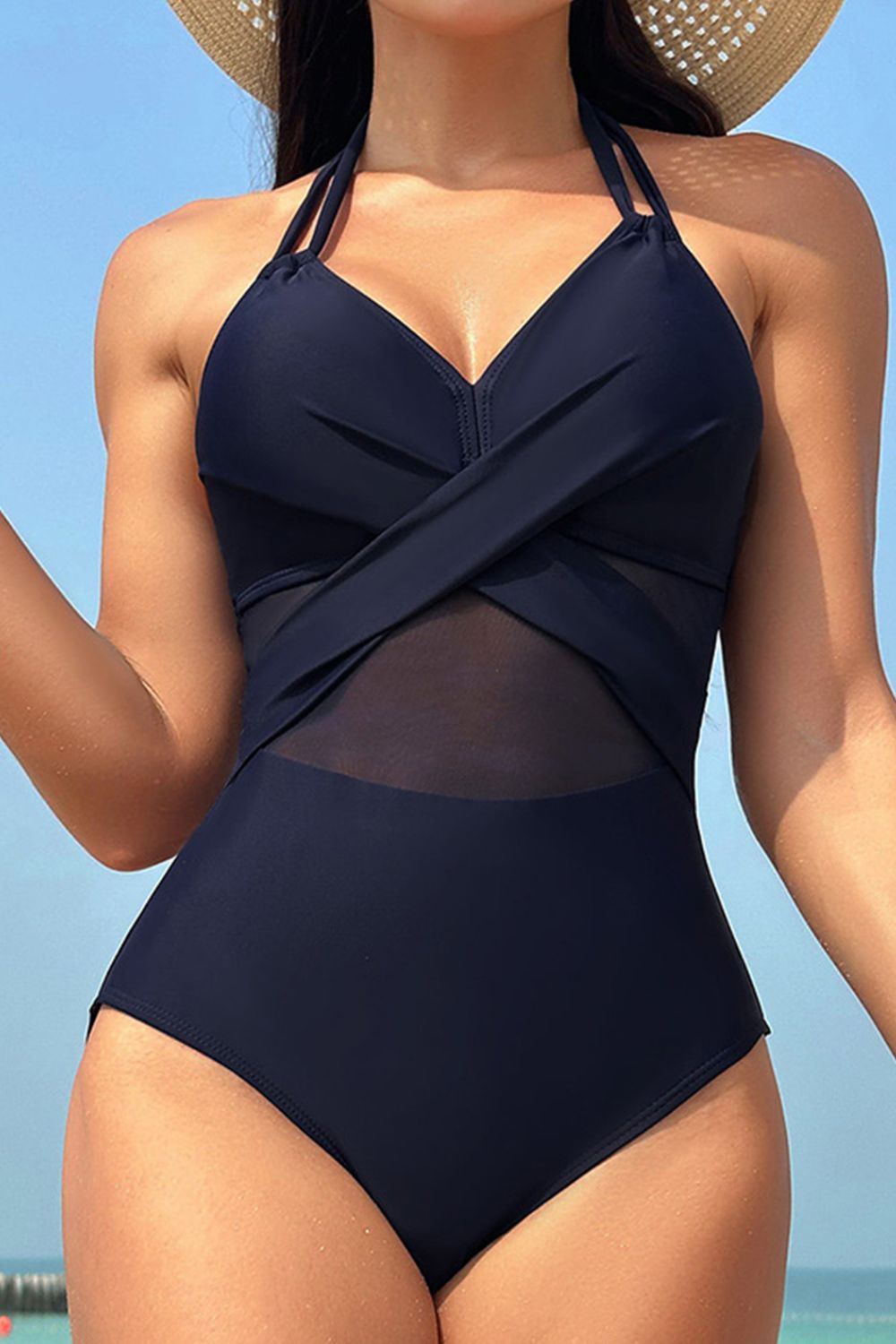 Crisscross Halter Neck One-Piece Swimwear - Dark Blue / S - Women’s Clothing & Accessories - Swimwear - 4 - 2024