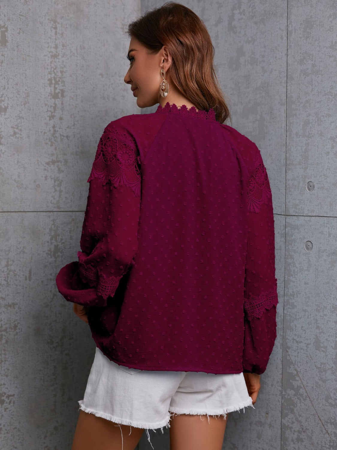 Crochet Tassel Tie Neck Long Sleeve Blouse - Women’s Clothing & Accessories - Shirts & Tops - 2 - 2024