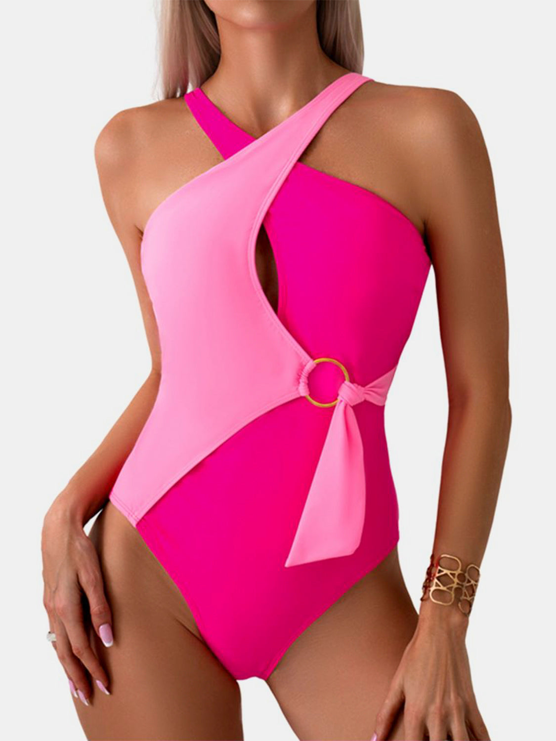 Cutout Contrast Sleeveless One-Piece Swimwear - Pink / S - Women’s Clothing & Accessories - Swimwear - 1 - 2024