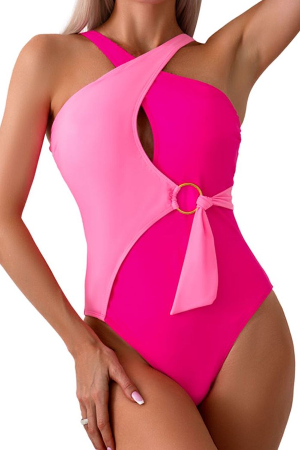 Cutout Contrast Sleeveless One-Piece Swimwear - Women’s Clothing & Accessories - Swimwear - 2 - 2024