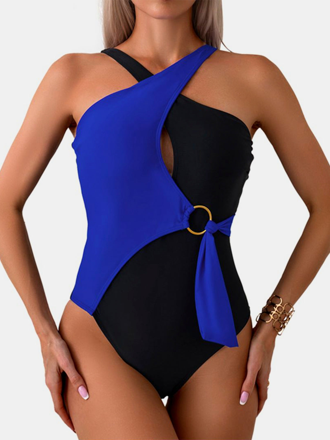 Cutout Contrast Sleeveless One-Piece Swimwear - Dark Blue / S - Women’s Clothing & Accessories - Swimwear - 10 - 2024