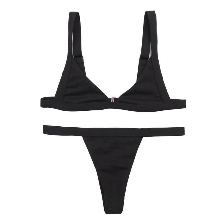 Deep-V Bikini Swimsuit - Black / M - Women’s Clothing & Accessories - Swimwear - 34 - 2024