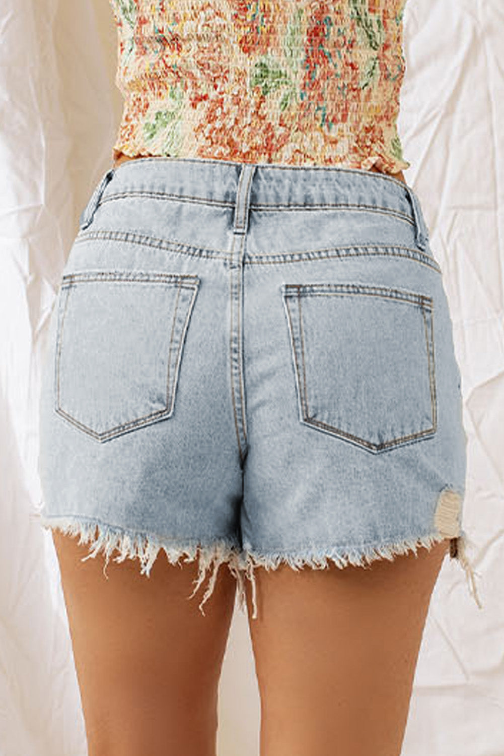 Distressed Denim Shorts - Women’s Clothing & Accessories - Shorts - 2 - 2024