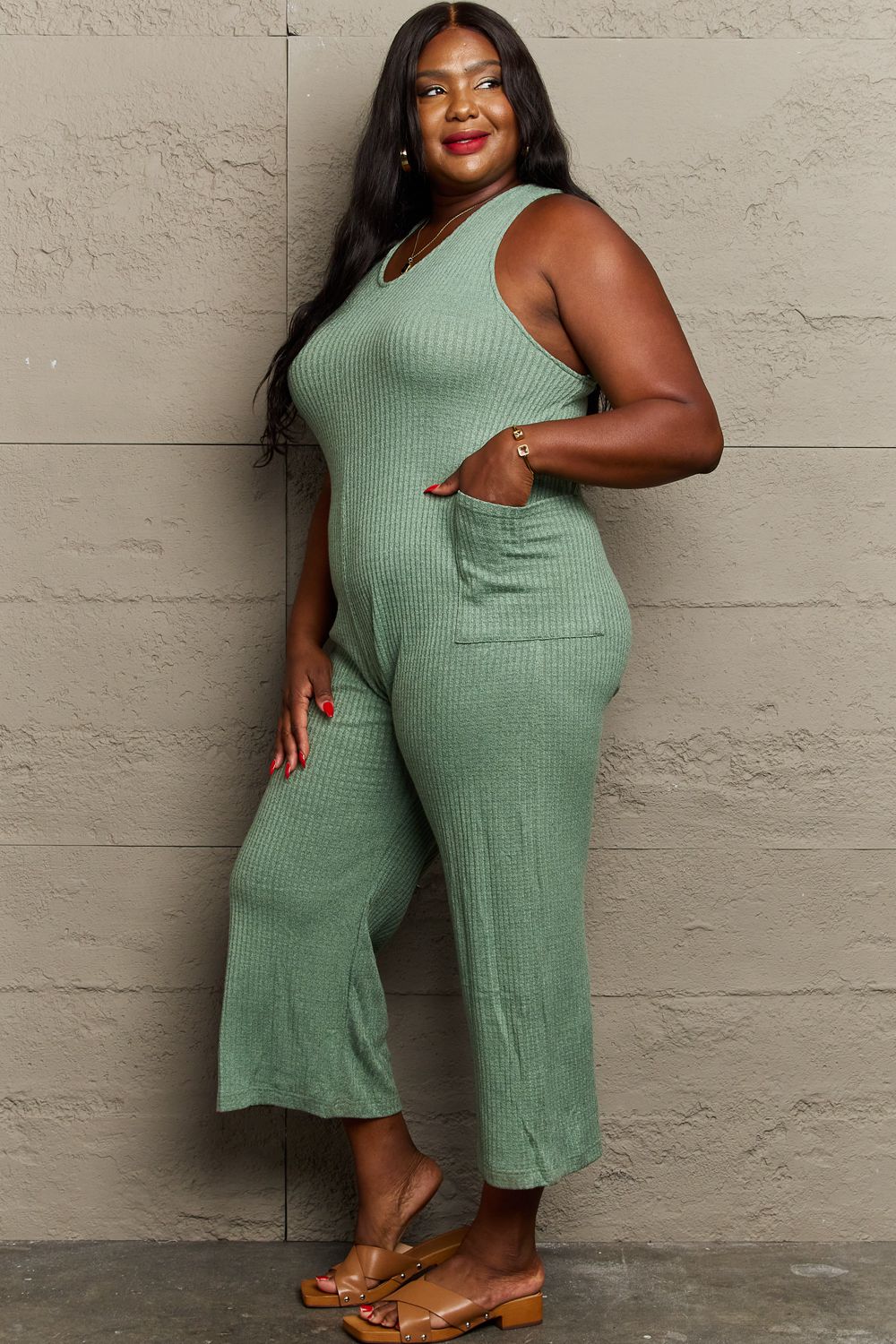 Don’t Get It Twisted Full Size Rib Knit Jumpsuit - Women’s Clothing & Accessories - Jumpsuits & Rompers - 3 - 2024