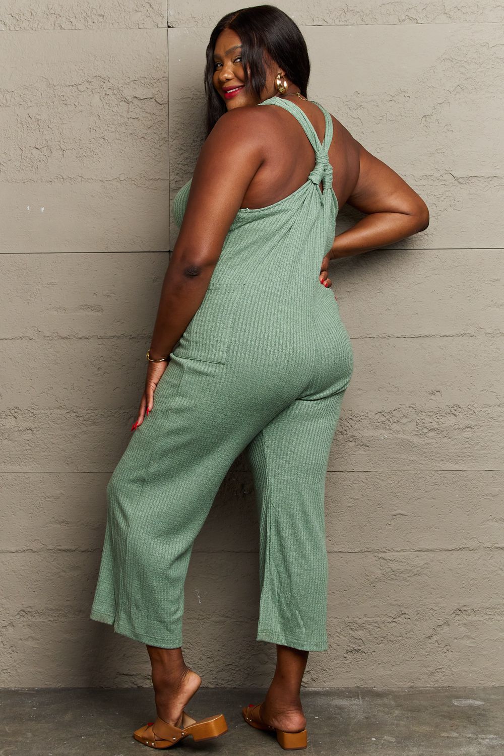 Don’t Get It Twisted Full Size Rib Knit Jumpsuit - Women’s Clothing & Accessories - Jumpsuits & Rompers - 2 - 2024
