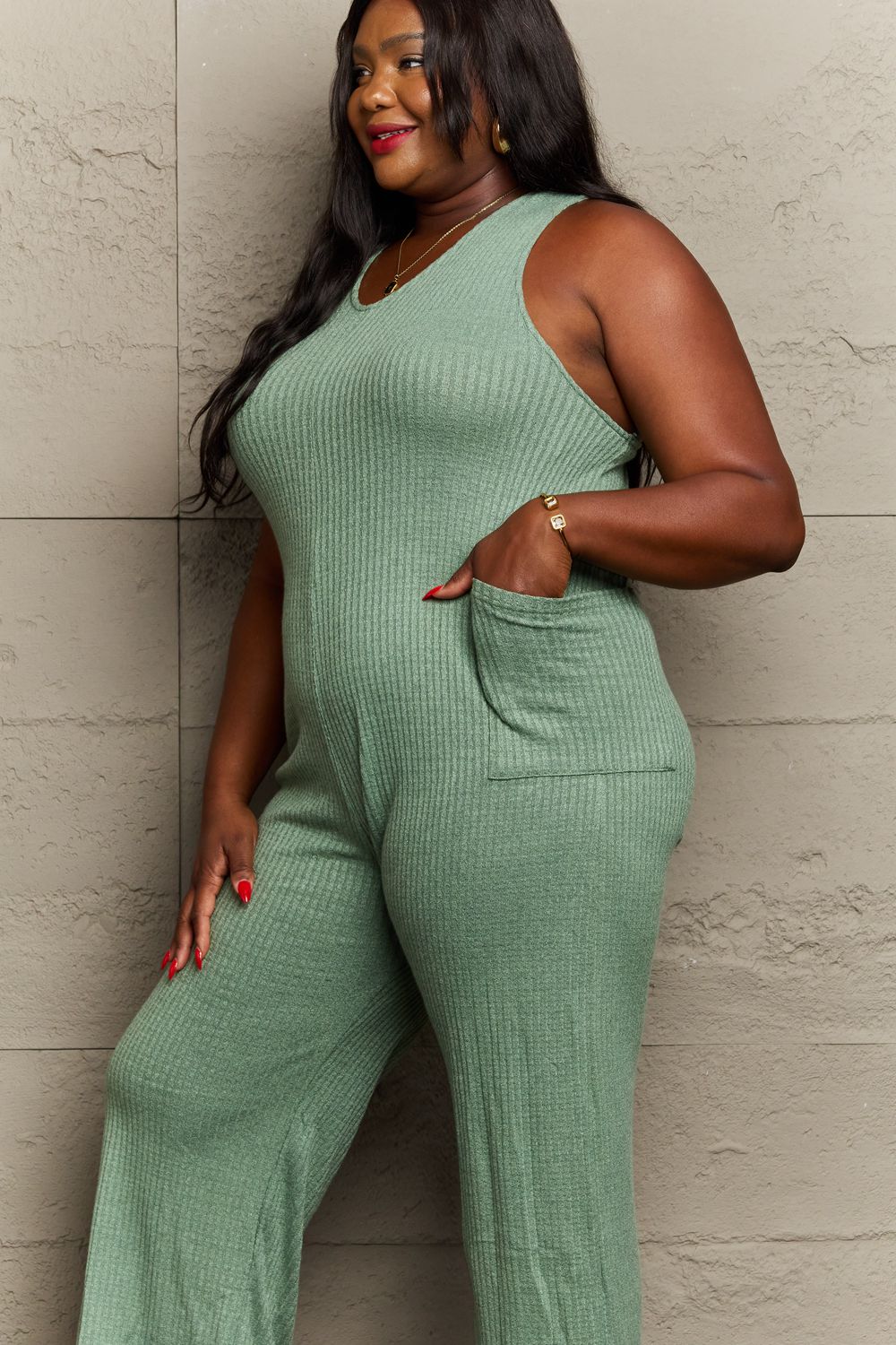 Don’t Get It Twisted Full Size Rib Knit Jumpsuit - Women’s Clothing & Accessories - Jumpsuits & Rompers - 4 - 2024
