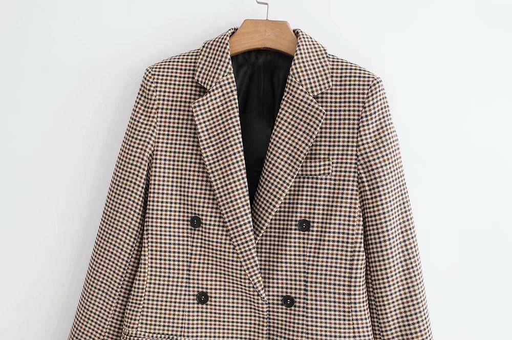 Double Breasted Checkered Blazer - Women’s Clothing & Accessories - Coats & Jackets - 10 - 2024