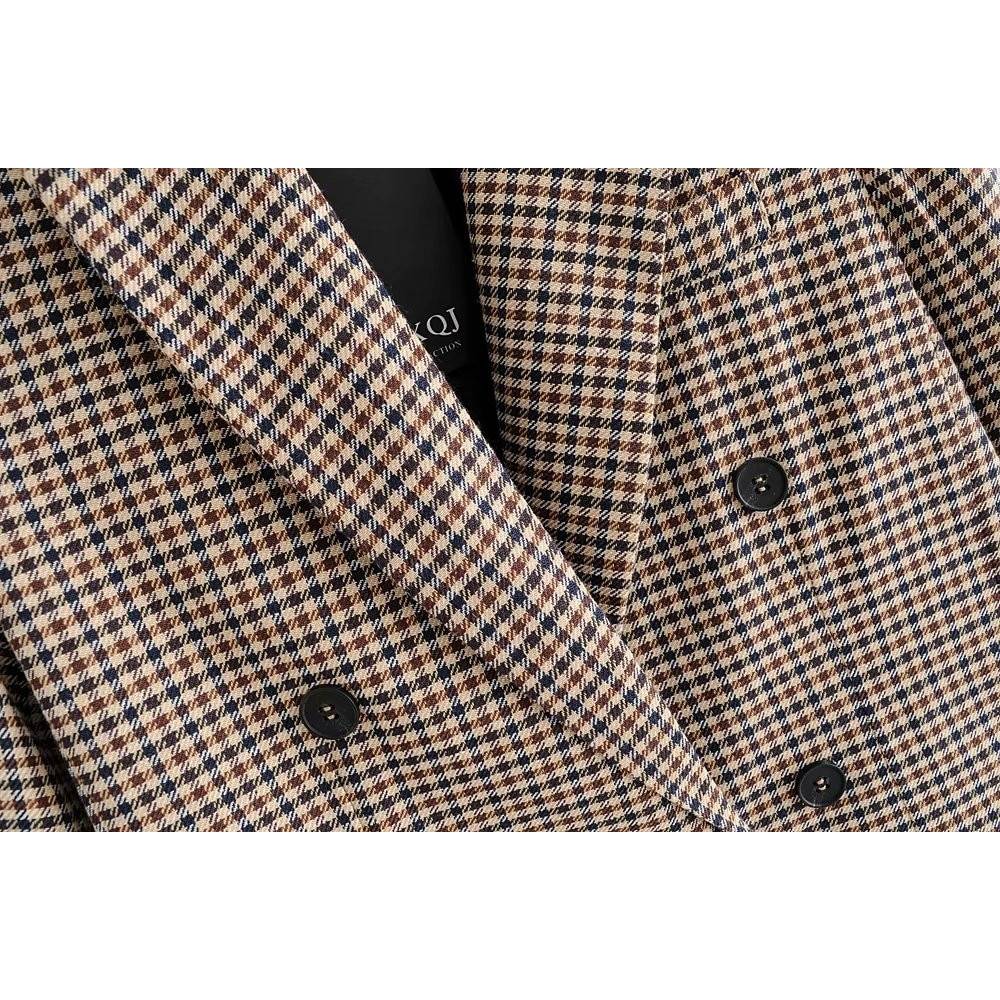 Double Breasted Checkered Blazer - Women’s Clothing & Accessories - Coats & Jackets - 4 - 2024