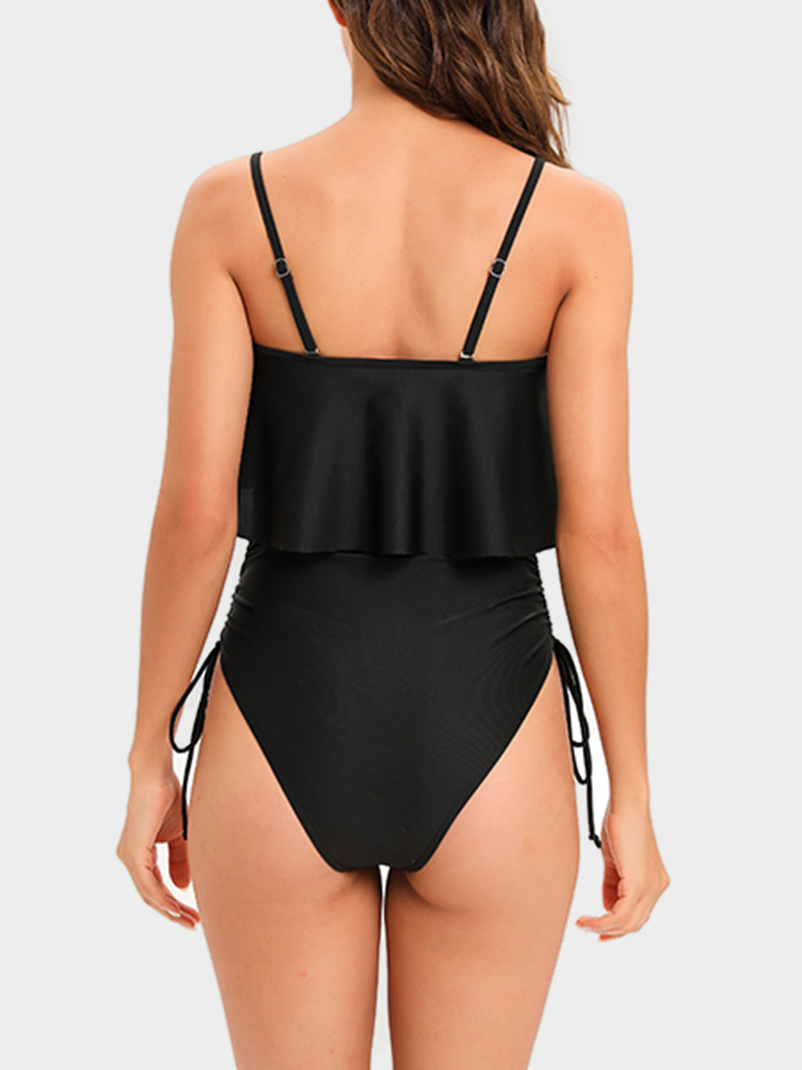 Drawstring Layered Spaghetti Strap One-Piece Swimwear - Women’s Clothing & Accessories - Swimwear - 2 - 2024