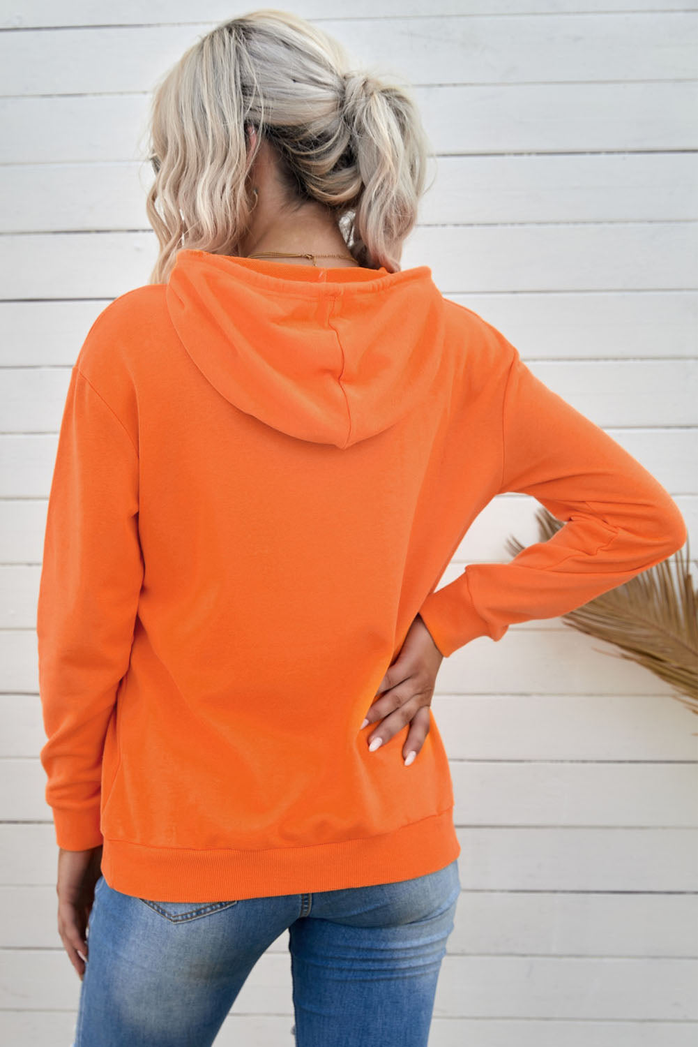 Drawstring Long Sleeve Hoodie - Women’s Clothing & Accessories - Shirts & Tops - 2 - 2024