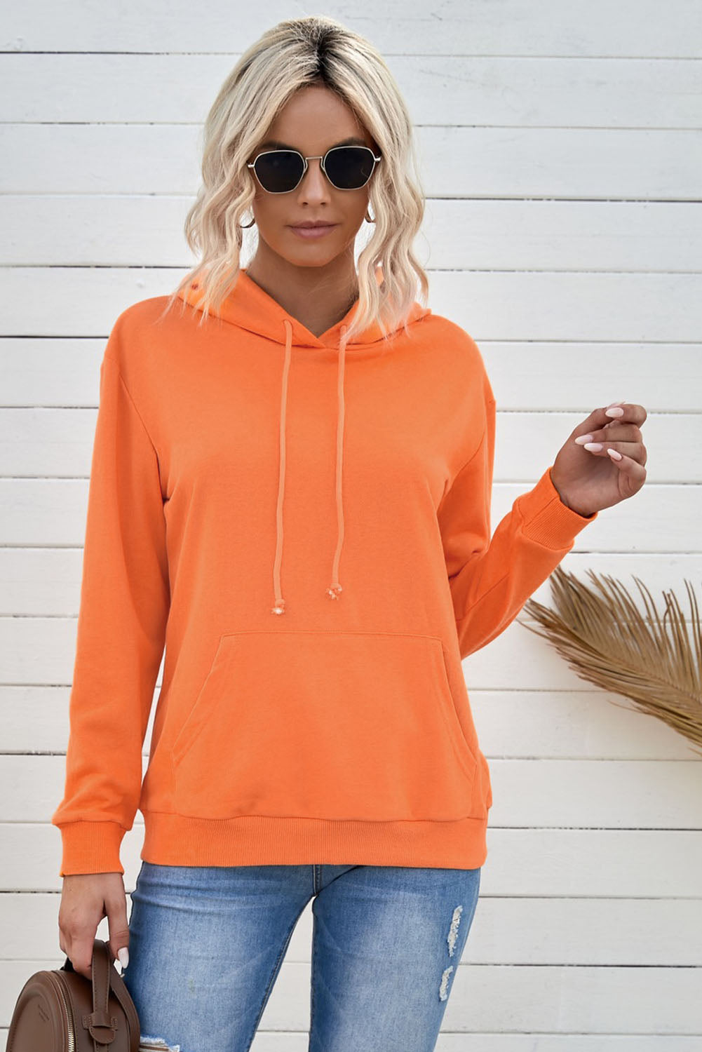 Drawstring Long Sleeve Hoodie - Women’s Clothing & Accessories - Shirts & Tops - 4 - 2024