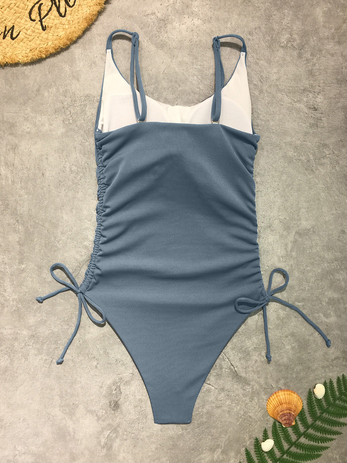 Drawstring Scoop Neck Sleeveless One-Piece Swimwear - Women’s Clothing & Accessories - Swimwear - 3 - 2024