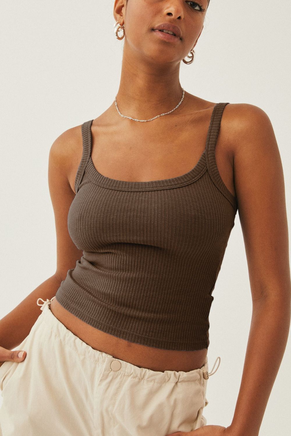 In Your Dreams Ribbed Cropped Cami - Brown / S - Women’s Clothing & Accessories - Shirts & Tops - 13 - 2024