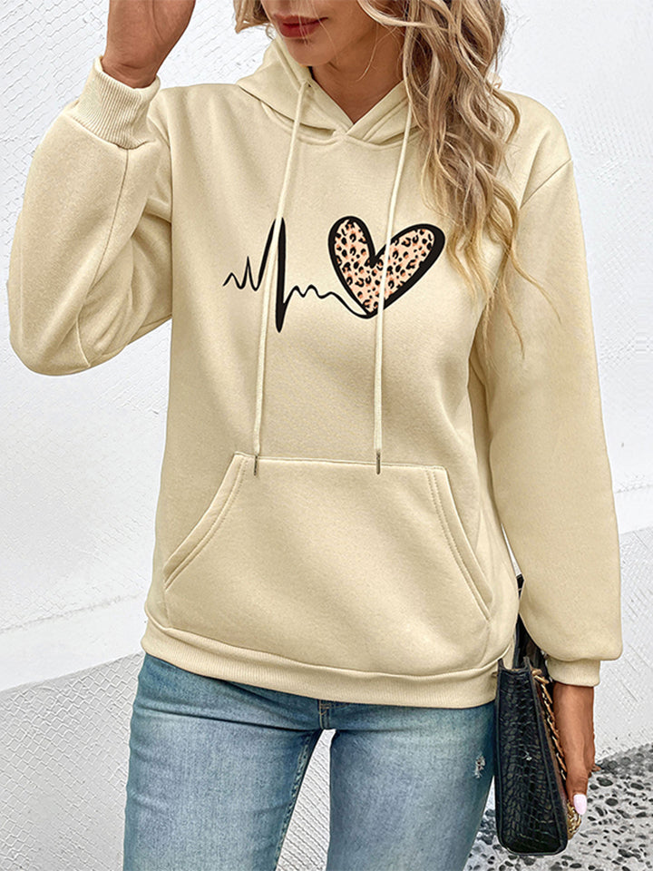 Dropped Shoulder Front Pocket Heart Graphic Hoodie - Women’s Clothing & Accessories - Shirts & Tops - 3 - 2024