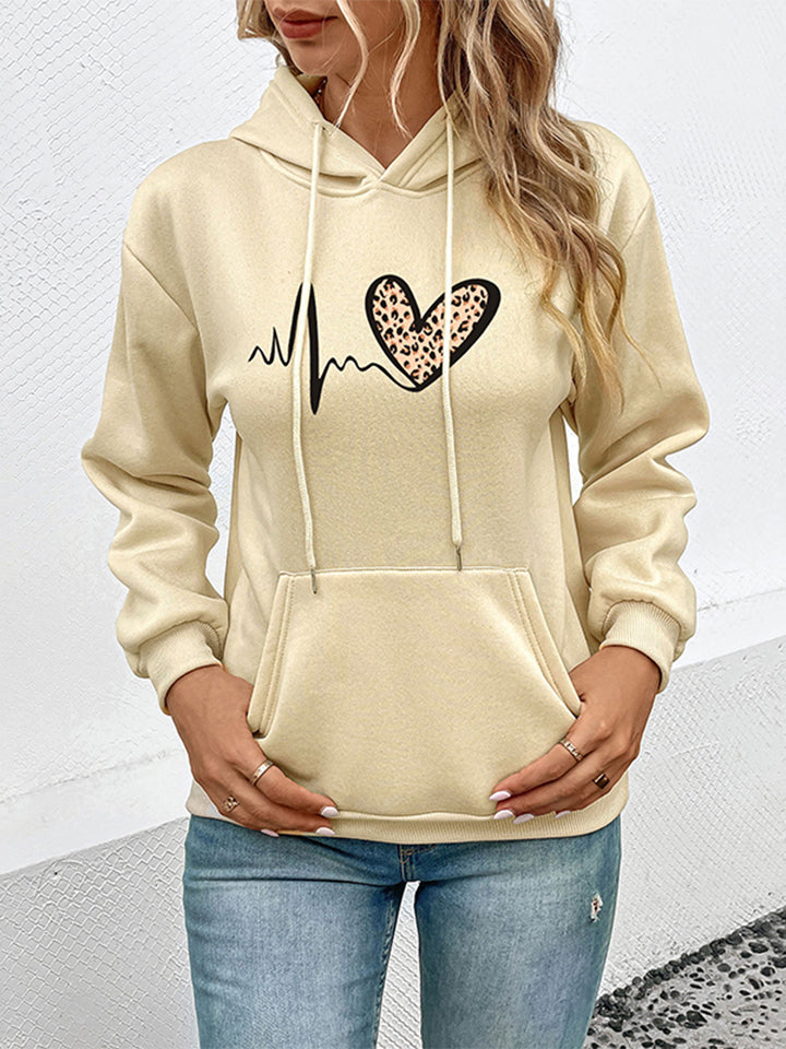 Dropped Shoulder Front Pocket Heart Graphic Hoodie - Women’s Clothing & Accessories - Shirts & Tops - 4 - 2024