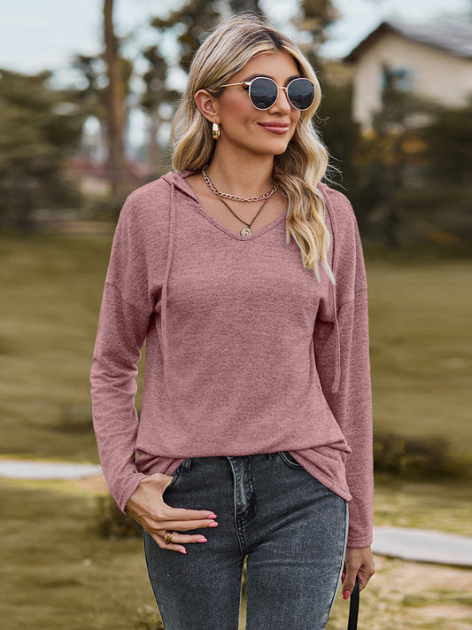 Dropped Shoulder Hooded Blouse - Pink / S - Women’s Clothing & Accessories - Shirts & Tops - 1 - 2024