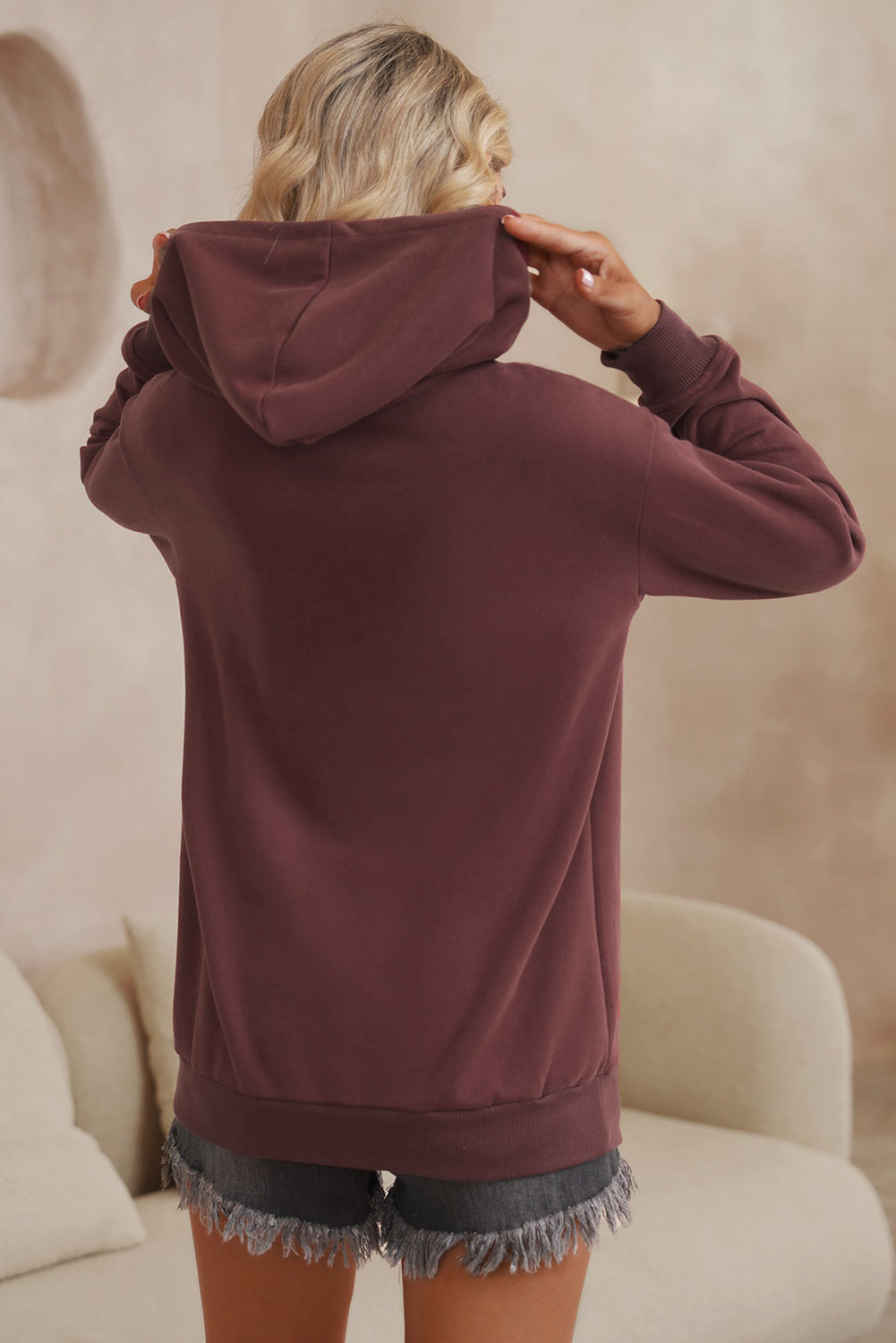 Dropped Shoulder Kangaroo Pocket Hoodie - Women’s Clothing & Accessories - Shirts & Tops - 8 - 2024