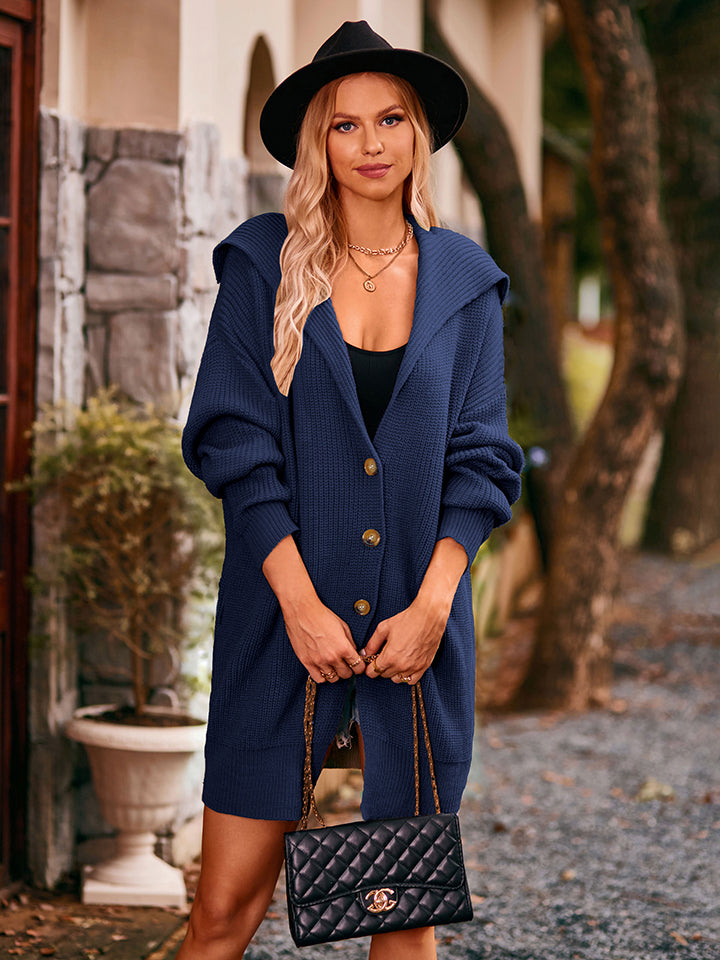 Dropped Shoulder Long Sleeve Cardigan - Women’s Clothing & Accessories - Shirts & Tops - 20 - 2024