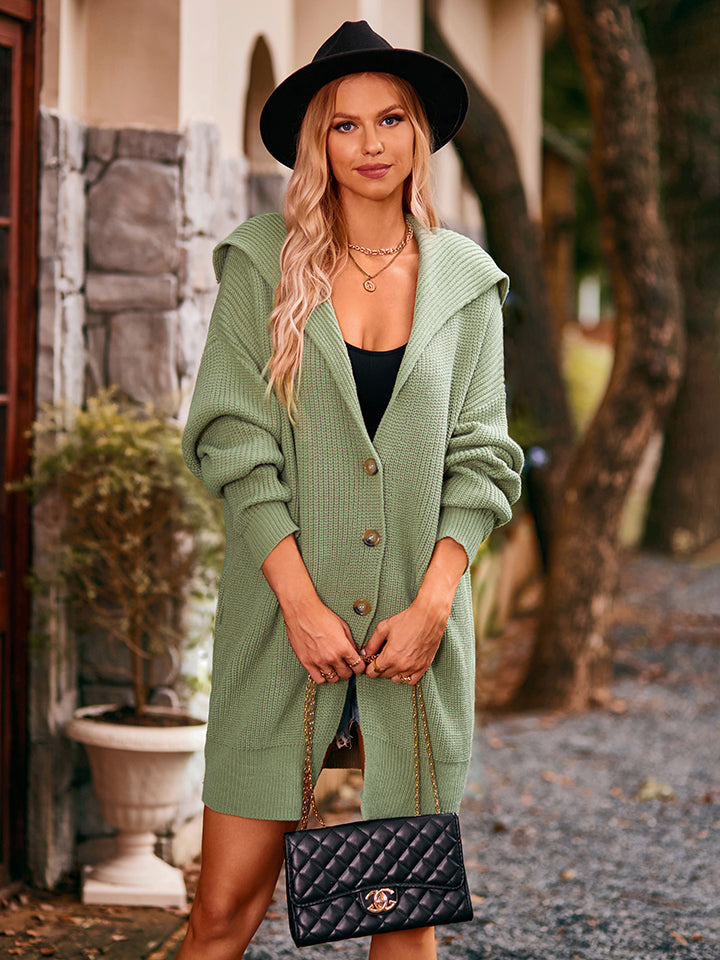 Dropped Shoulder Long Sleeve Cardigan - Women’s Clothing & Accessories - Shirts & Tops - 9 - 2024