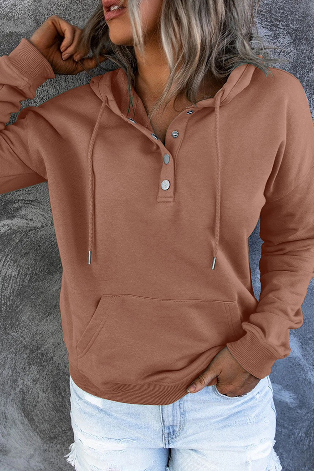 Dropped Shoulder Long Sleeve Hoodie with Pocket - Women’s Clothing & Accessories - Shirts & Tops - 26 - 2024