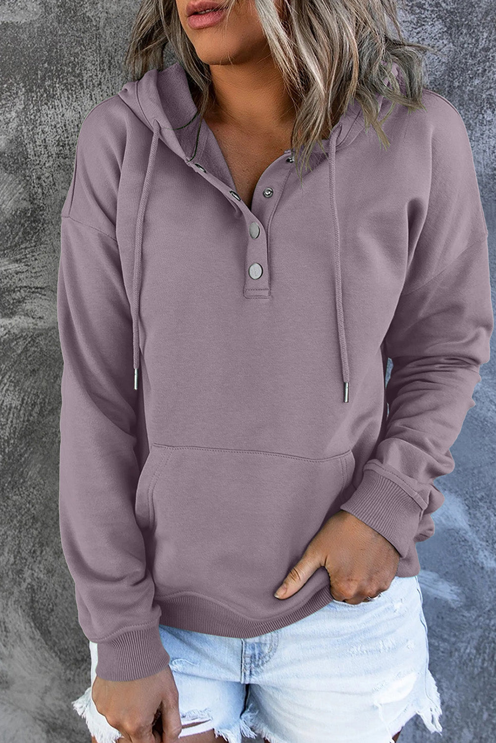 Dropped Shoulder Long Sleeve Hoodie with Pocket - Purple / S - Women’s Clothing & Accessories - Shirts & Tops - 7 - 2024