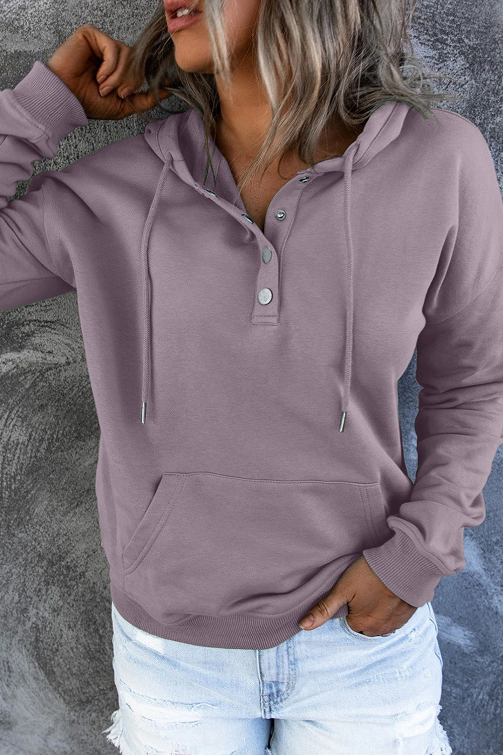 Dropped Shoulder Long Sleeve Hoodie with Pocket - Women’s Clothing & Accessories - Shirts & Tops - 8 - 2024