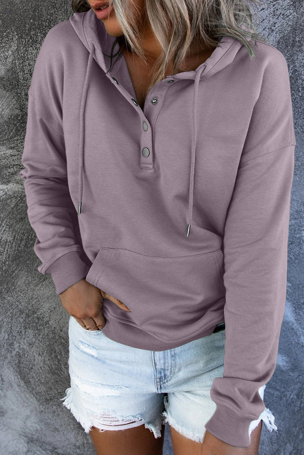 Dropped Shoulder Long Sleeve Hoodie with Pocket - Women’s Clothing & Accessories - Shirts & Tops - 9 - 2024