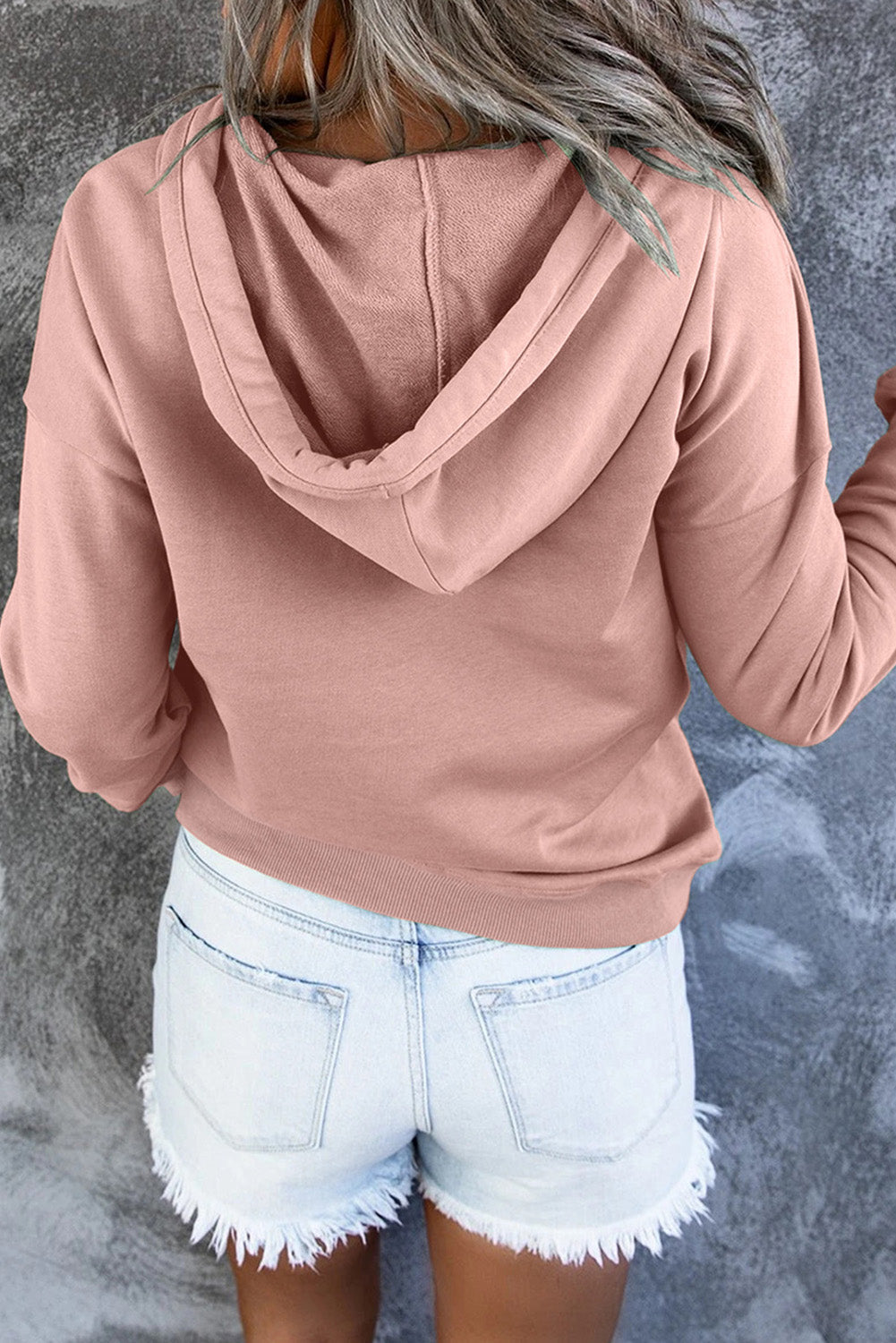 Dropped Shoulder Long Sleeve Hoodie with Pocket - Women’s Clothing & Accessories - Shirts & Tops - 2 - 2024