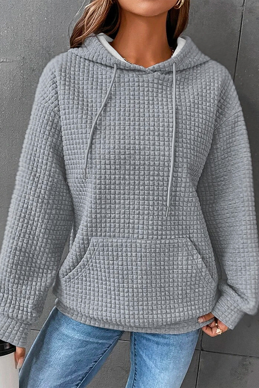 Dropped Shoulder Pocketed Hoodie - Gray / S - Women’s Clothing & Accessories - Shirts & Tops - 2 - 2024