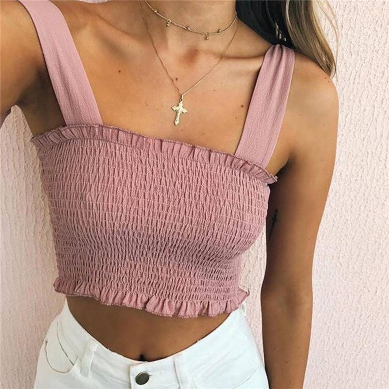 Elastic Summer Crop Top - Pink / L - Women’s Clothing & Accessories - Shirts & Tops - 20 - 2024