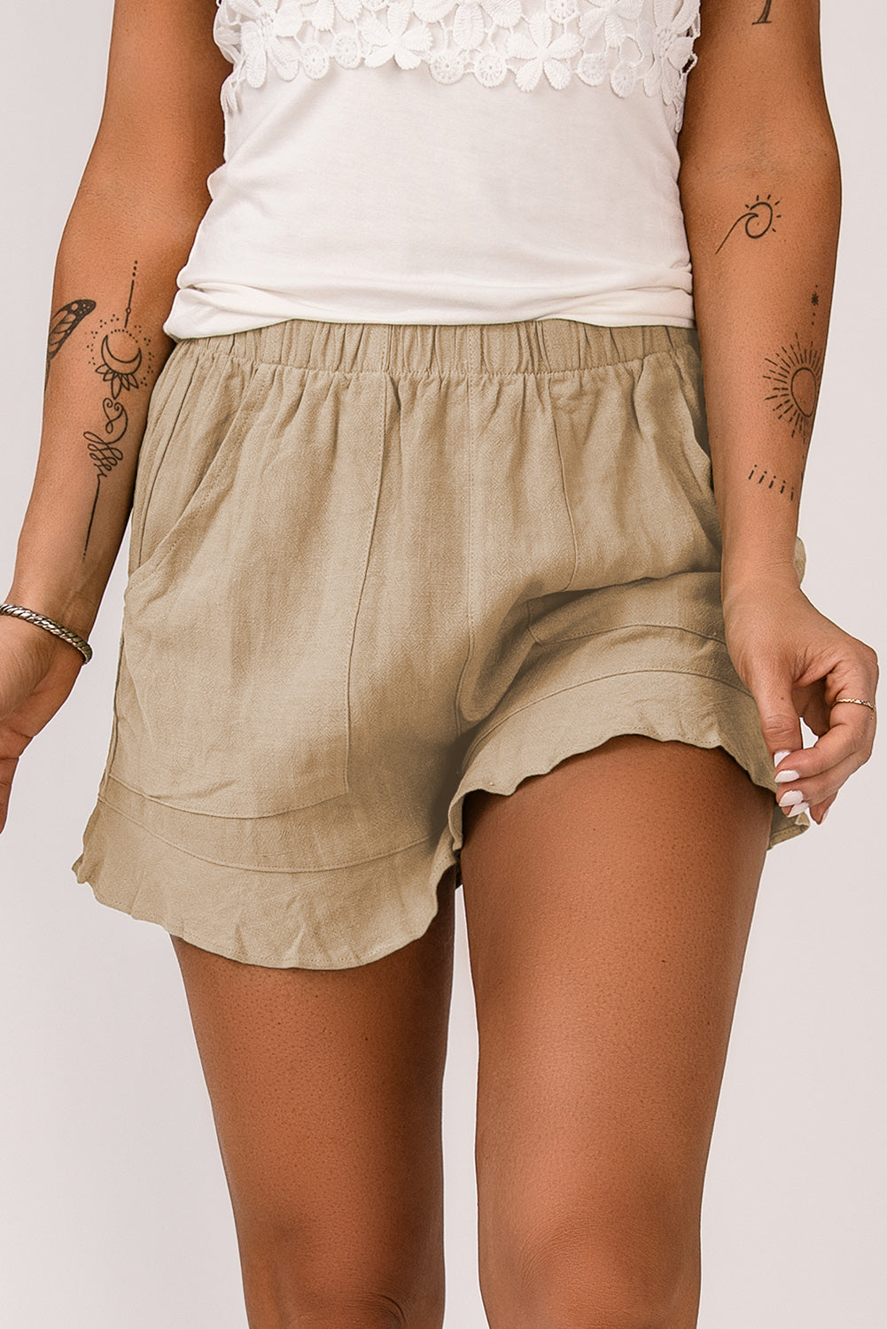 Elastic Waist Pocketed Shorts - Light Brown / S - Women’s Clothing & Accessories - Shorts - 6 - 2024