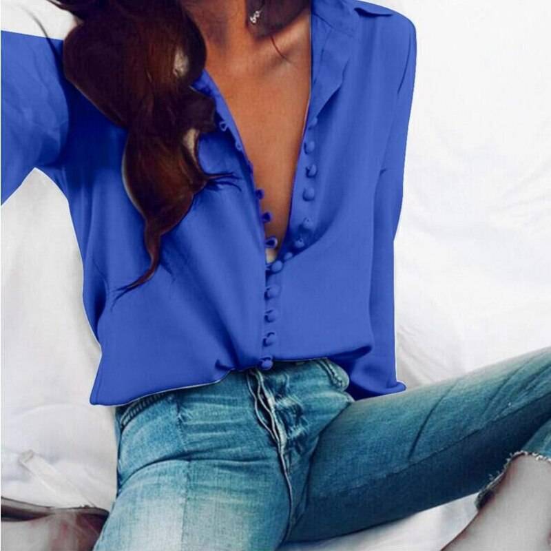 Women’s Elegant Buttons Blouse - Blue / L - Women’s Clothing & Accessories - Shirts & Tops - 19 - 2024