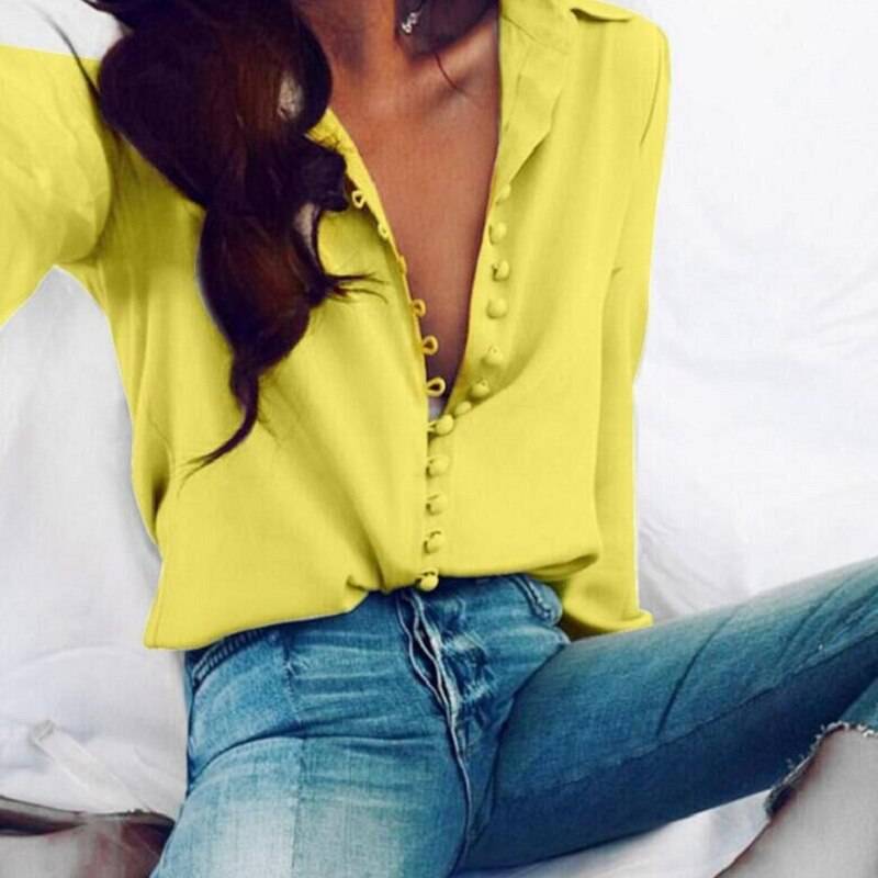 Women’s Elegant Buttons Blouse - Yellow / L - Women’s Clothing & Accessories - Shirts & Tops - 15 - 2024