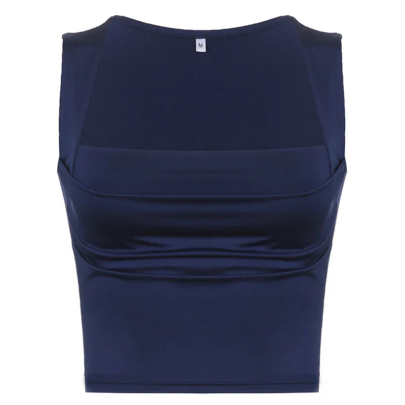 Elegant Square Collar Crop Top - Blue / L - Women’s Clothing & Accessories - Shirts & Tops - 5 - 2024
