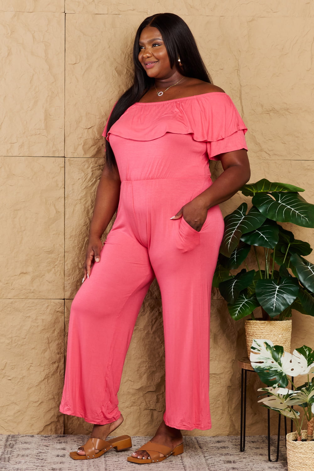 My Favorite Full Size Off-Shoulder Jumpsuit with Pockets - Women’s Clothing & Accessories - Jumpsuits & Rompers - 8