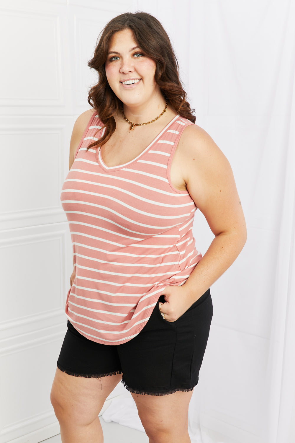 Find Your Path Full Size Sleeveless Striped Top - Pink / S - Women’s Clothing & Accessories - Shirts & Tops - 1 - 2024