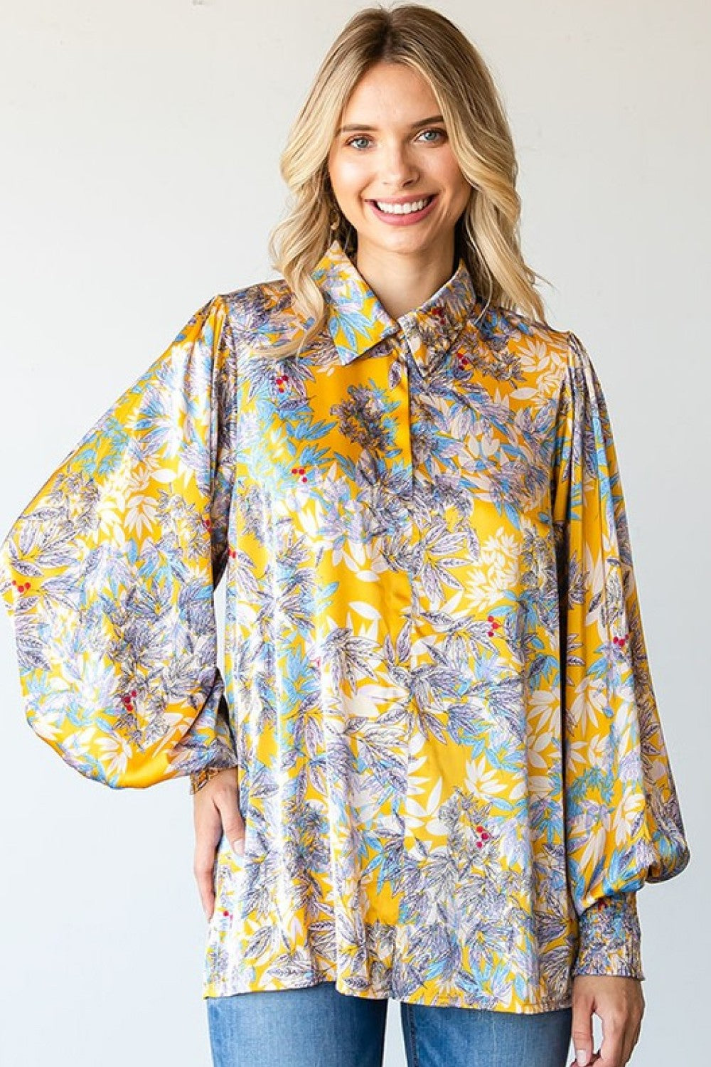 First Love Full Size Floral Lantern Sleeve Blouse - Women’s Clothing & Accessories - Shirts & Tops - 3 - 2024