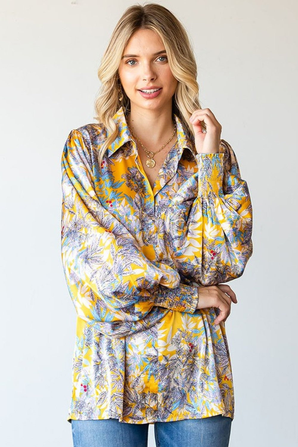 First Love Full Size Floral Lantern Sleeve Blouse - Women’s Clothing & Accessories - Shirts & Tops - 4 - 2024