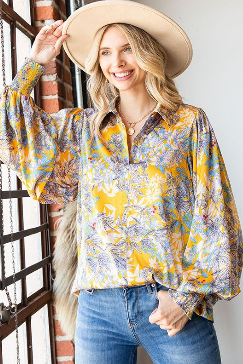 First Love Full Size Floral Lantern Sleeve Blouse - Women’s Clothing & Accessories - Shirts & Tops - 6 - 2024