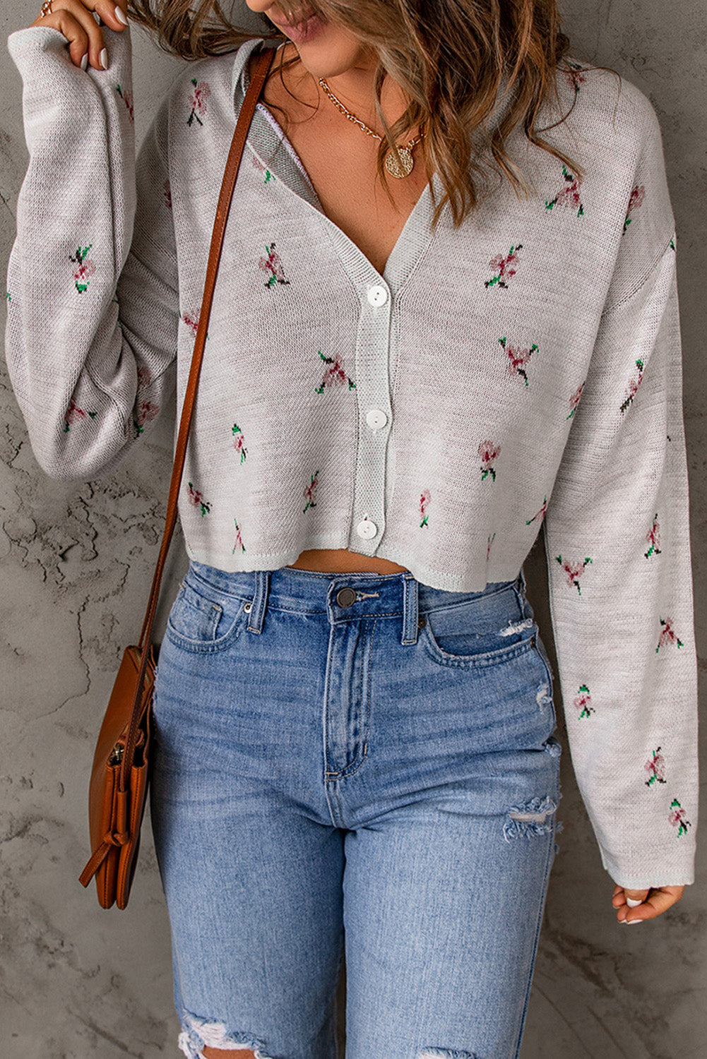 Floral Button Down Cropped Cardigan - Women’s Clothing & Accessories - Shirts & Tops - 5 - 2024